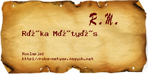 Róka Mátyás névjegykártya